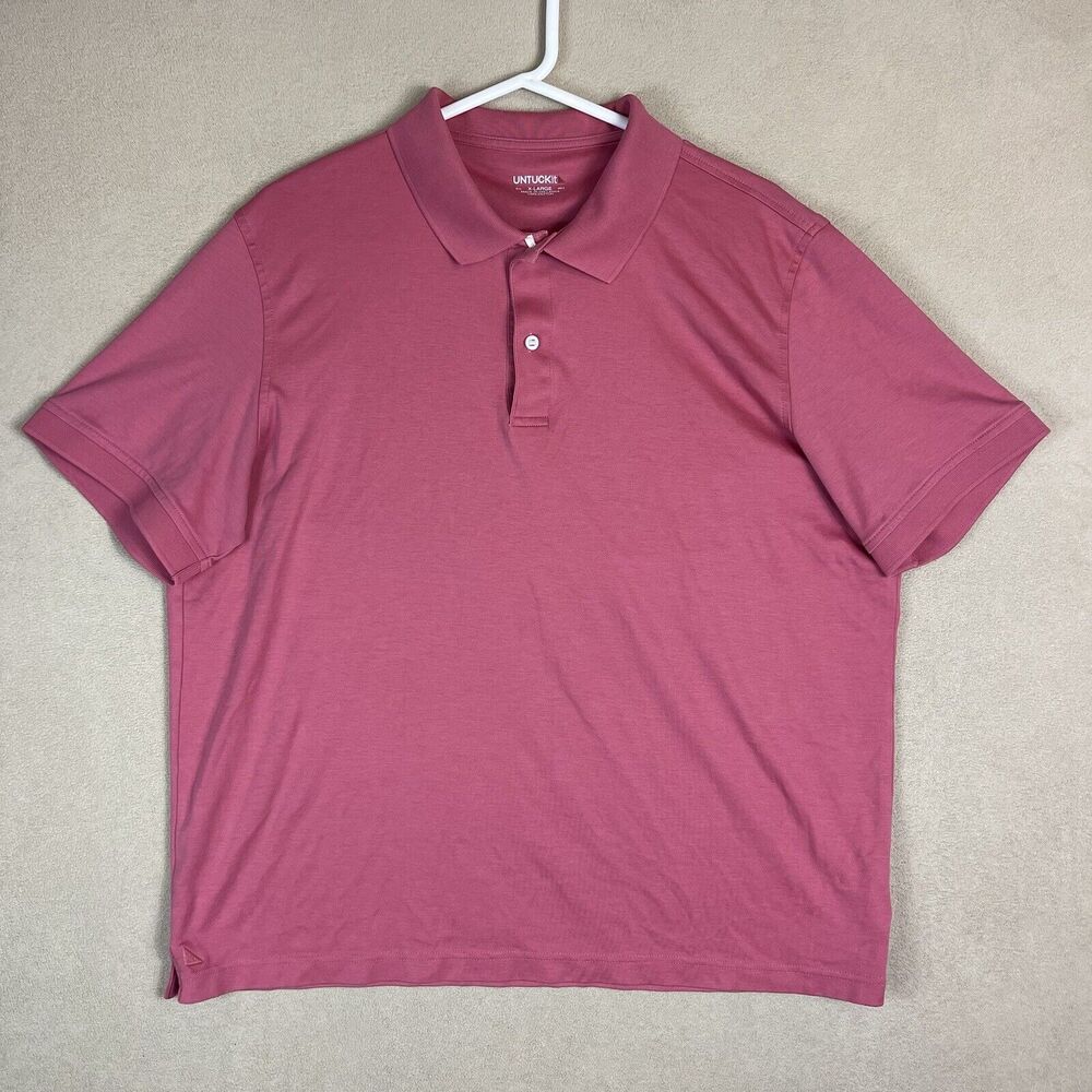 UNTUCKit Polo Shirt Mens Extra Large Pink Damaschino Golf Casual Preppy Beach